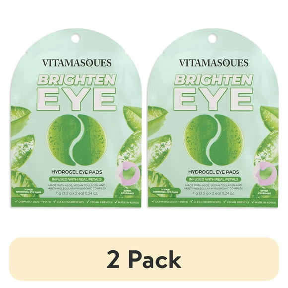 (2 pack) Vitamasques Brighten Hydrogel Eye Pads, Infused with Real Petals, 1 Pair