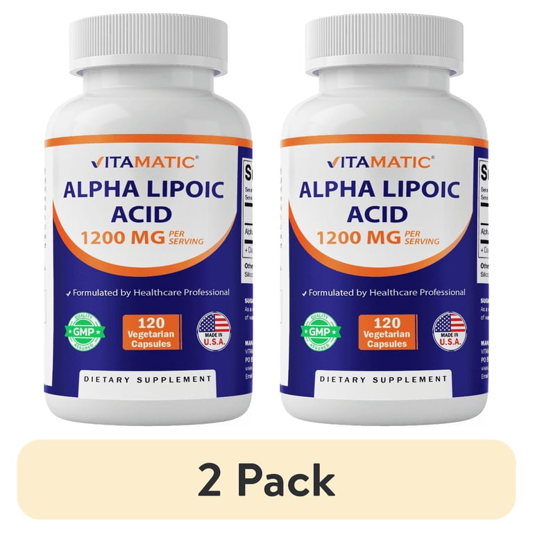 2 pack) Vitamatic Alpha Lipoic Acid 1200mg Per Serving, 120 Capsules