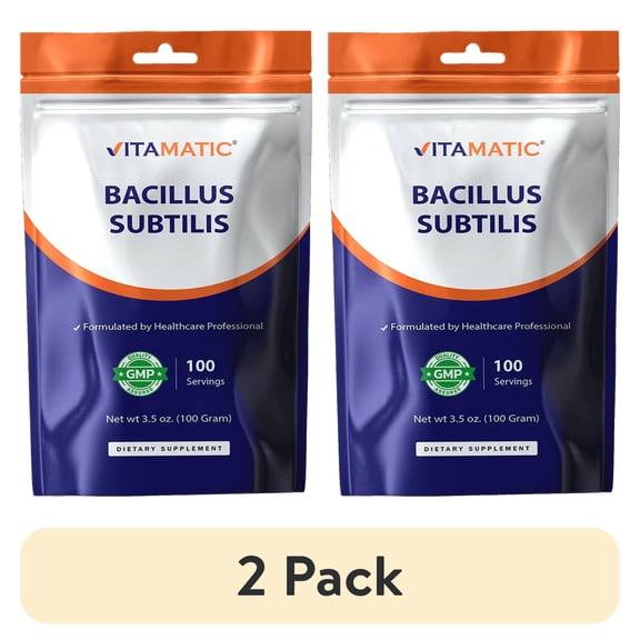 (2 pack) Vitamatic Bacillus Subtilis Pure Powder Probiotic Powder - Gut Health - 100 Gram - 100 Servings