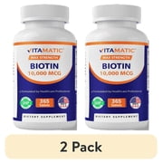 2 pack Vitamatic Biotin 10,000 mcg for Stronger Hair, Skin & Nails - 365 Vegan Tablets- Also Called Vitamin B7