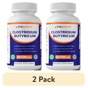 2 pack Vitamatic Clostridium butyricum 25 Million - Gut Health - 60 DR Capsules Delayed Released - Made with Prebiotic Inulin Fiber