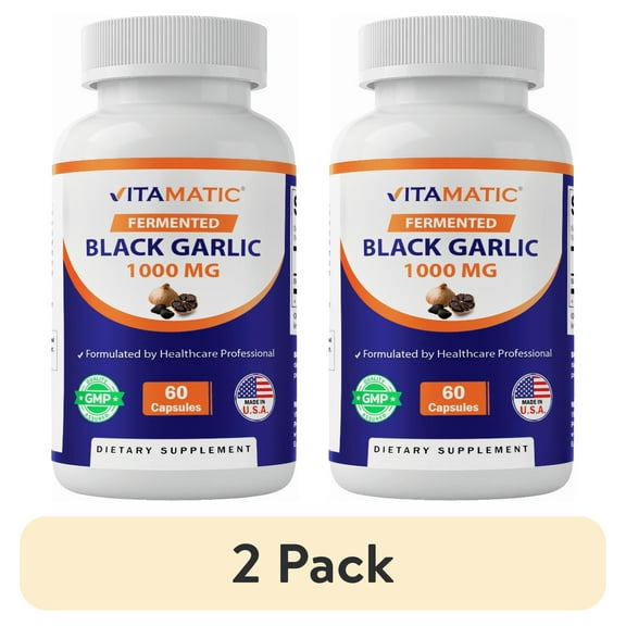 (2 pack) Vitamatic Fermented Black Garlic Extract 1000 mg 60 Capsules