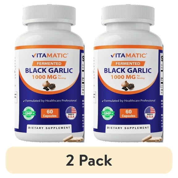 (2 pack) Vitamatic Fermented Black Garlic Extract 1000 mg 60 Capsules