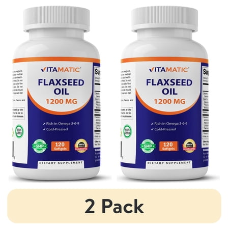 (2 pack) Vitamatic Flaxseed Oil 1200 mg 120 Softgels