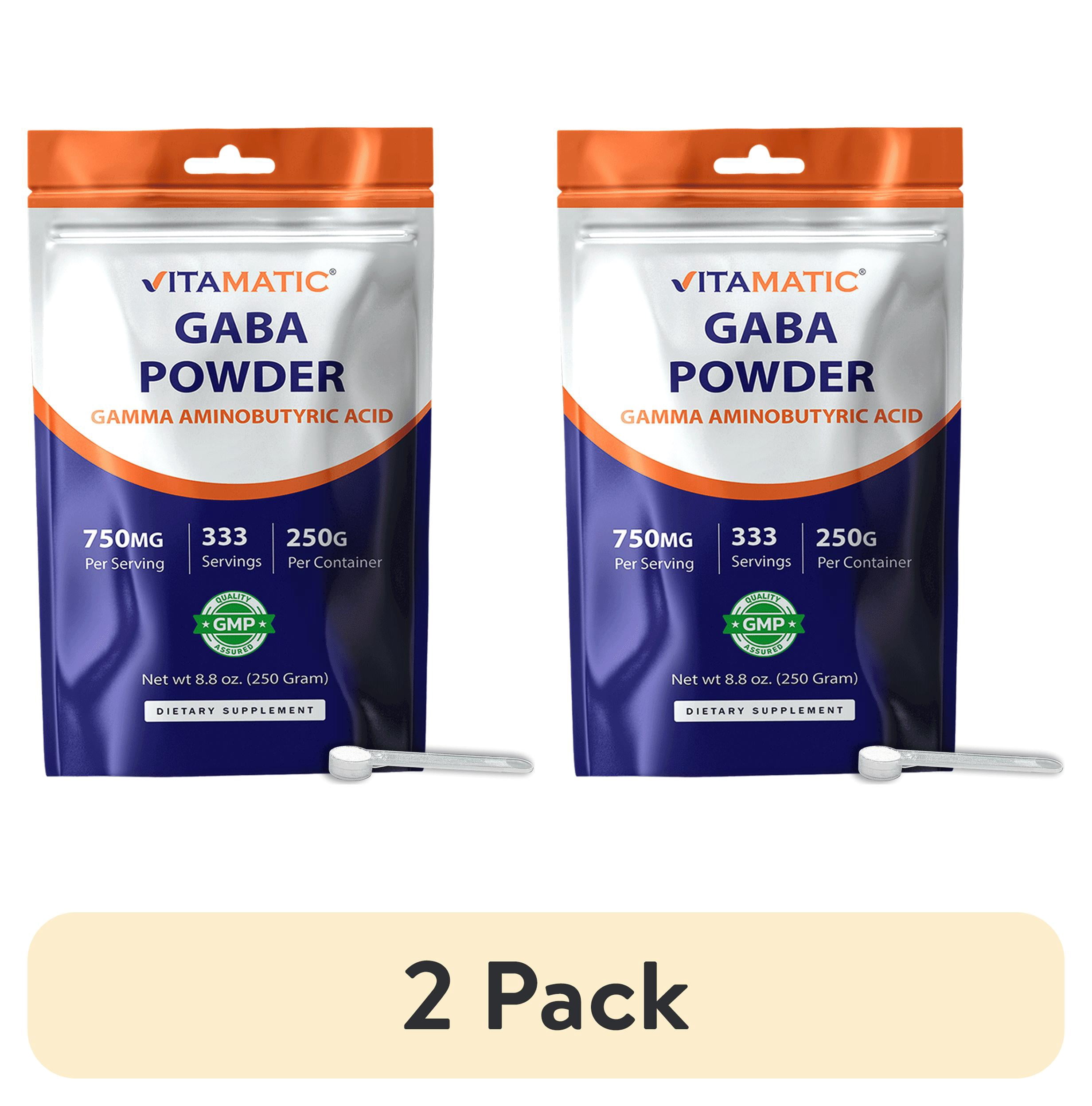 (2 pack) Vitamatic Gamma Aminobutyric Acid Powder 750 mg per Serving - 250 Grams - Also Called GABA - 333 Servings