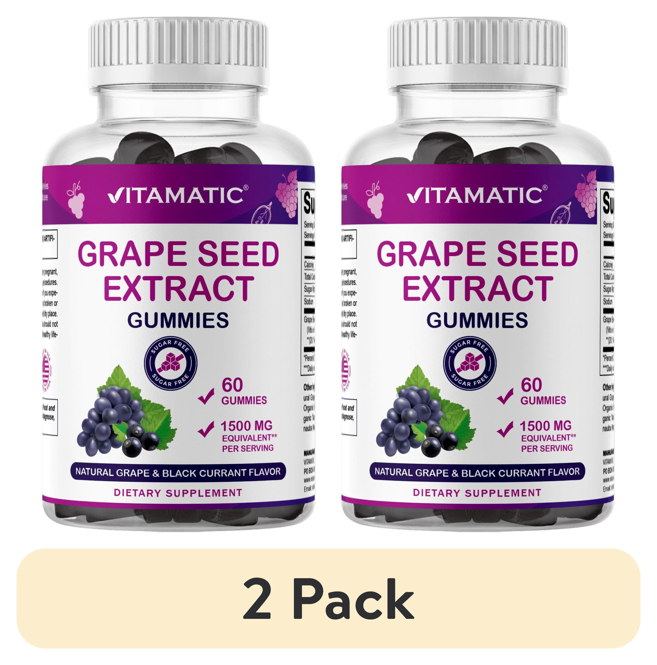 2 pack) Vitamatic Grape Seed Extract Gummies – 1500 mg Equivalent