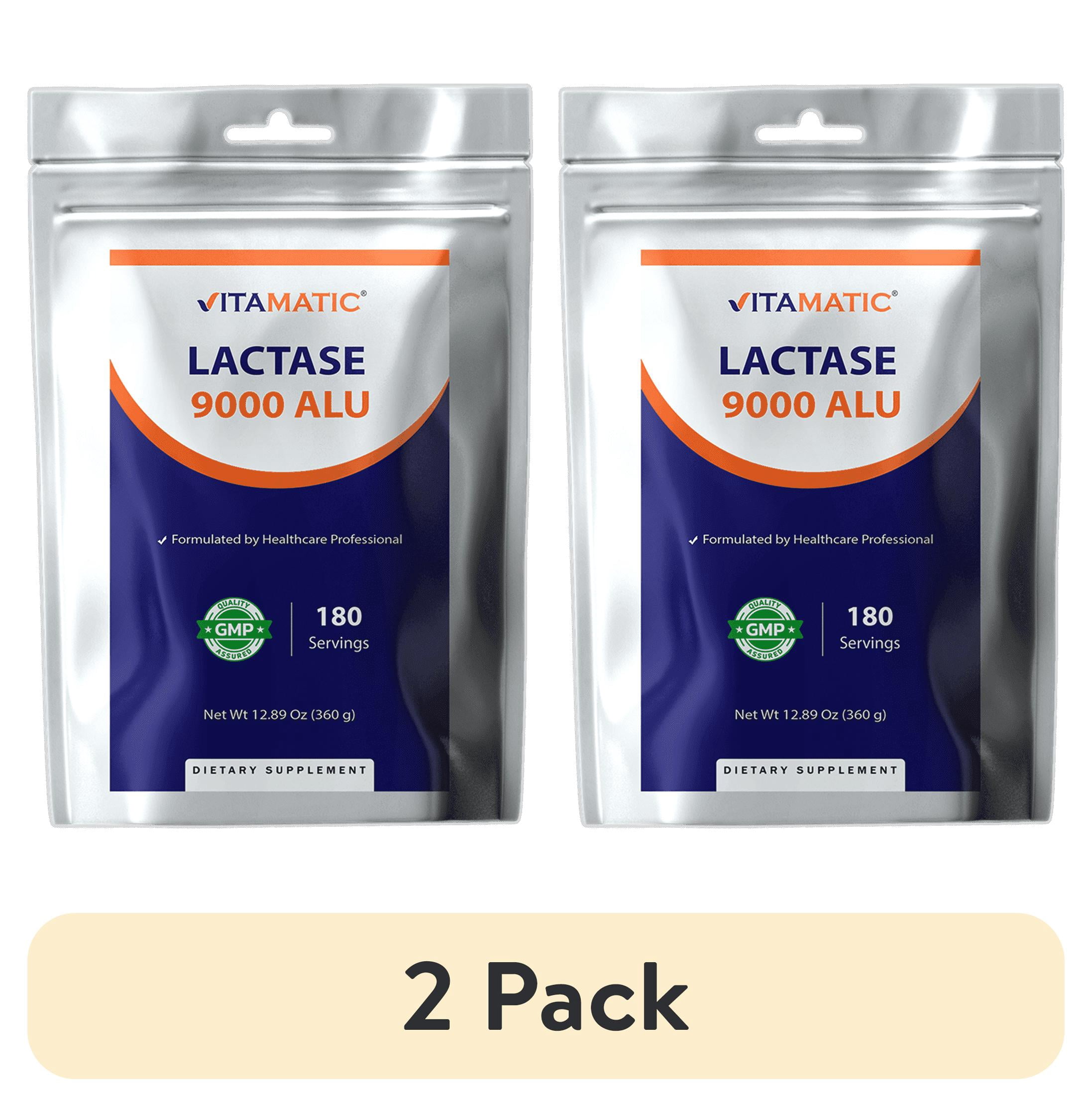 (2 pack) Vitamatic Lactase Enzyme Powder – 9000 ALU Per Serving – 180 Servings – Supports Lactose Digestion, Non-GMO, Gluten Free