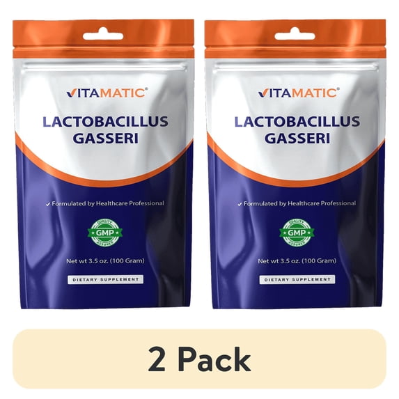 (2 pack) Vitamatic Lactobacillus Gasseri Probiotic Powder - Digestive Support - 100 Gram (3.5 oz) - 100 Servings