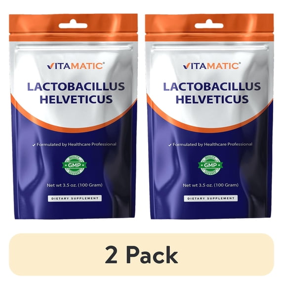 (2 pack) VitamaticUSA Lactobacillus Helveticus Probiotic Powder Supplement Gluten-Free Digestive Health Support 100 Servings 100 Gram (3.5 OZ)