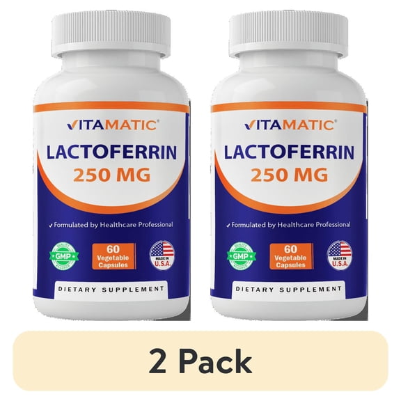 (2 pack) Vitamatic Lactoferrin 250mg, 60 Vegetable Capsules - Promotes Healthy Immune Function*