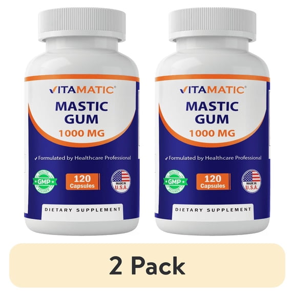 (2 pack) Vitamatic Mastic Gum 1000mg per Serving 120 Capsules - Promotes Digestive, Oral & liver health