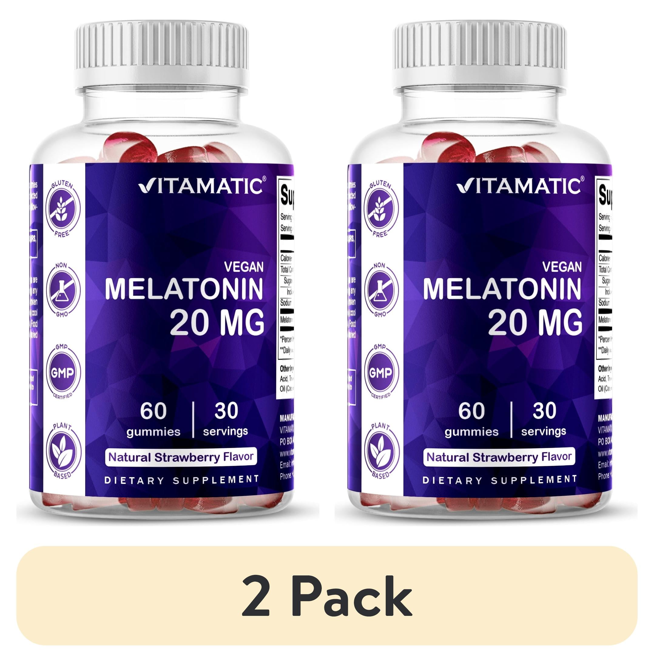 (2 pack) Vitamatic Melatonin 20mg Gummies for Adults, 30 Servings - 60 Vegetarian Gummies - Non-Habit Forming Sleep Aid Supplement