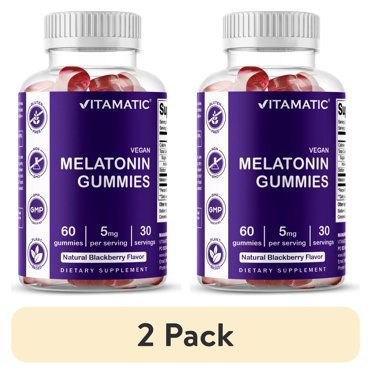 Vitamatic Melatonin 10mg Gummies – 2 Pack (60 Gummies Total) – Vegetarian, Vegan, Gluten-Free Sleep Support