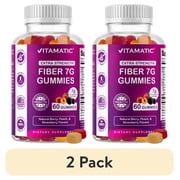 2 pack Vitamatic Prebiotic Fiber Gummies for Adults - 7G Fiber Extra Strength - Zero Sugar Added - 60 Pectin Based Gummies - Digestive Health & Regularity Support