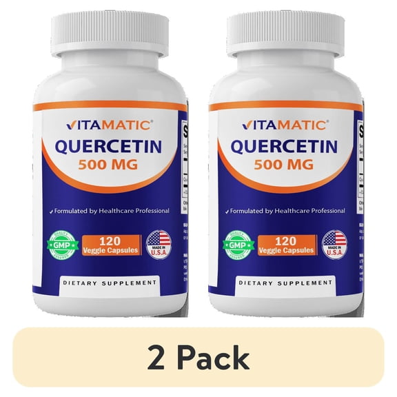 (2 pack) Vitamatic Quercetin 500mg Supplement - 120 Veggie Capsules, 4.35