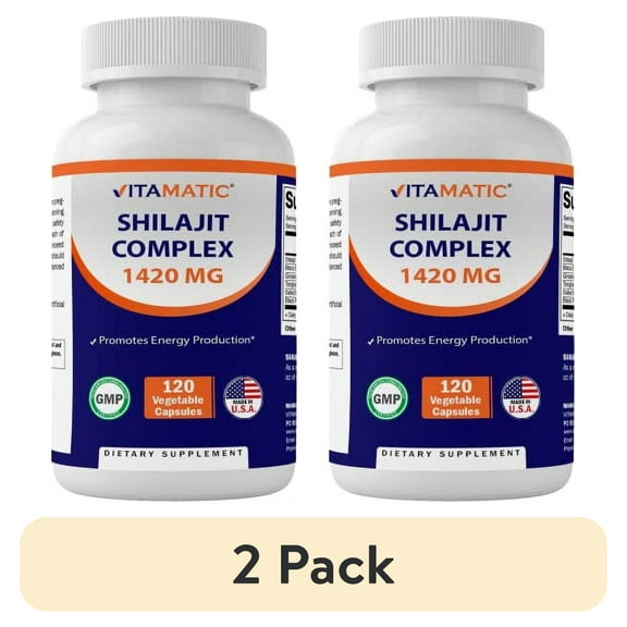 (2 pack) Vitamatic Shilajit Complex 1420 mg per Serving - 120 Vegetable Capsules - 60 Servings