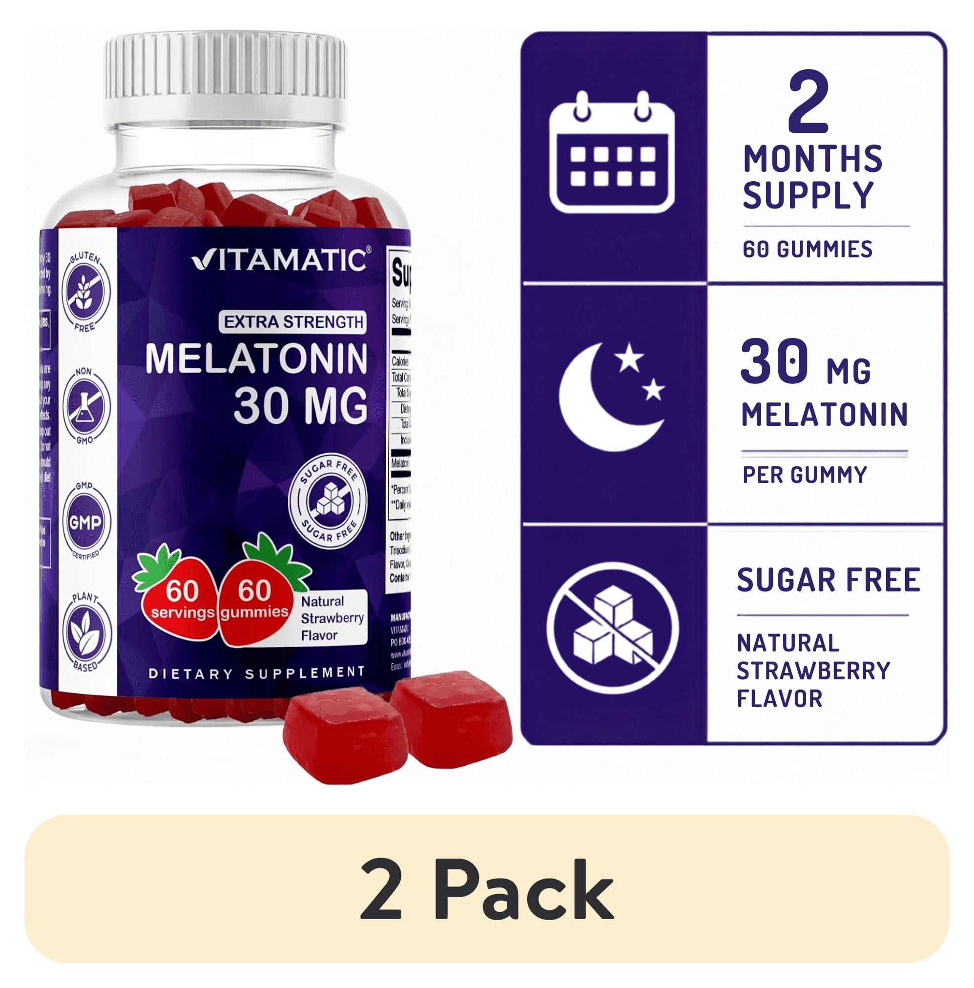 Vitamatic Sugar Free Melatonin 30mg per Gummy - 60 Servings - 60 Vegetarian Gummies