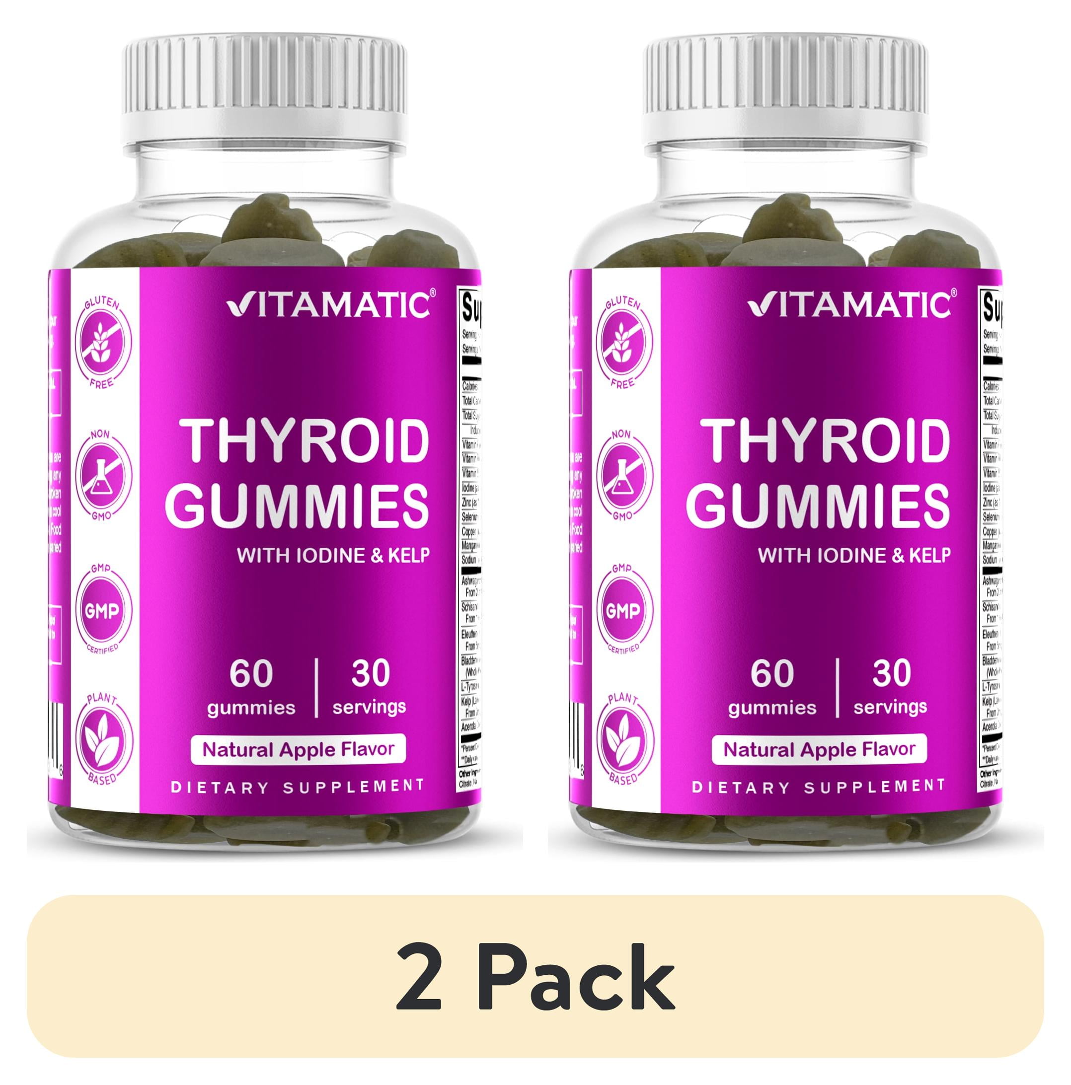 Vitamatic Vegan Thyroid Support Gummies with Iodine & Kelp - 60 Count -  Improve Your Energy & Increase Metabolism - Plant Based