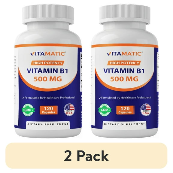 (2 pack) Vitamatic Vitamin B1 (Thiamine) 500mg, 120 Capsule