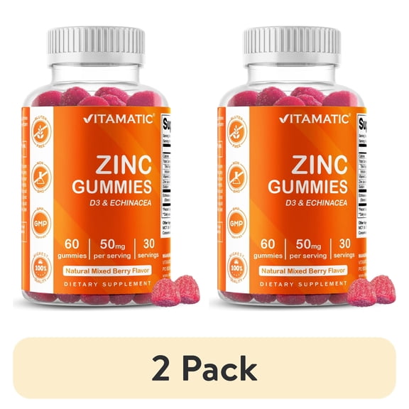 (2 pack) Vitamatic Zinc 50mg Gummies - 60 Vegan Gummies