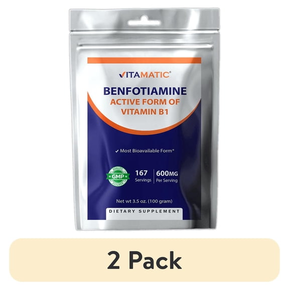 (2 pack) VitamaticUSA Benfotiamine Pure Powder 600 mg per Serving 100 Grams