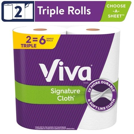 (12 pack) Viva Signature Cloth Paper Towels, 2 Triple Rolls, 129 Sheets per Roll