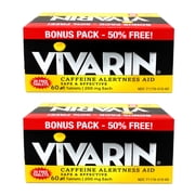 2 pack Vivarin 1 Pack, 60 Count Caffeine Pills, 200mg Per Dose, Mental Energy Support