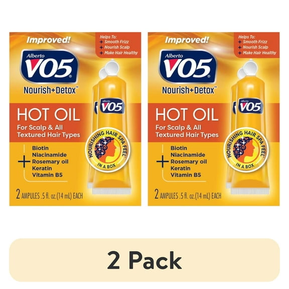 (2 pack) Alberto VO5 Nourish + Detox Hot Oil Hair Treatment, 2 Ampoules (0.5 fl oz Each)