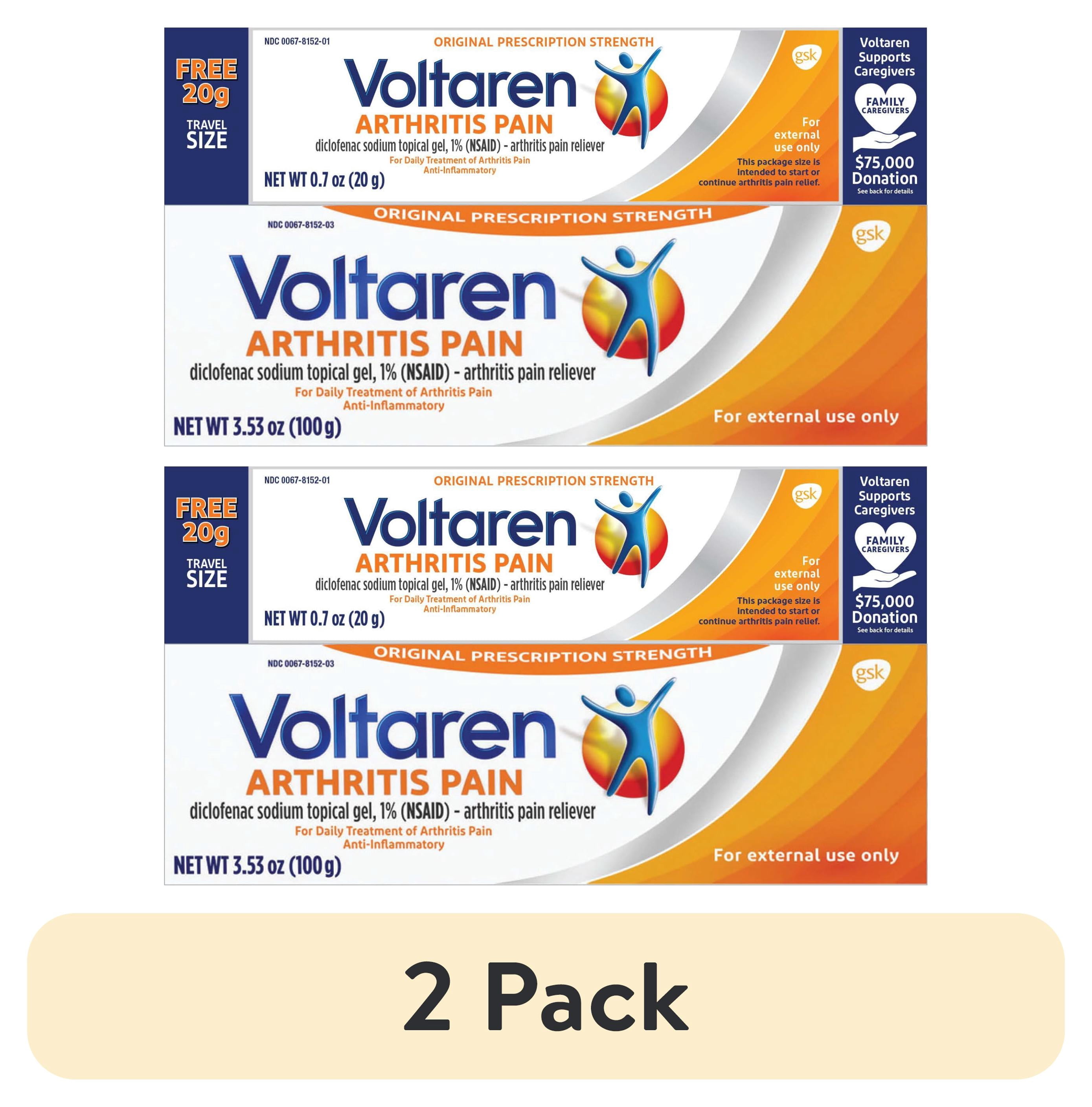(2 pack) Voltaren Bonus Pack (2 Tubes of 3.53 Oz and 0.7 Oz Each)