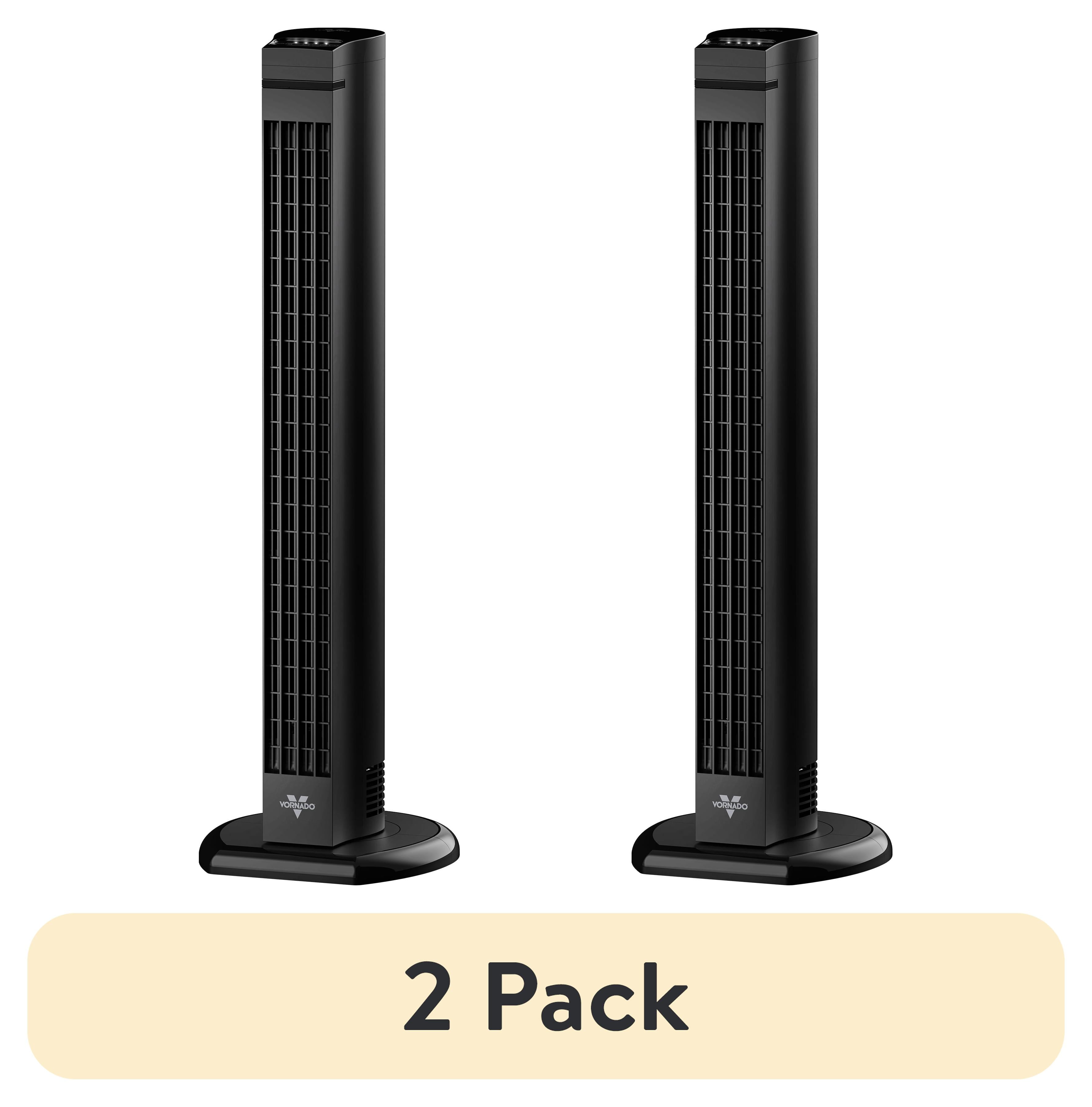 (2 pack) Vornado 4T Oscillating Tower Fan, Remote Control, 40" Tall, 3-Speed, for Bedroom, Office, Home, Black