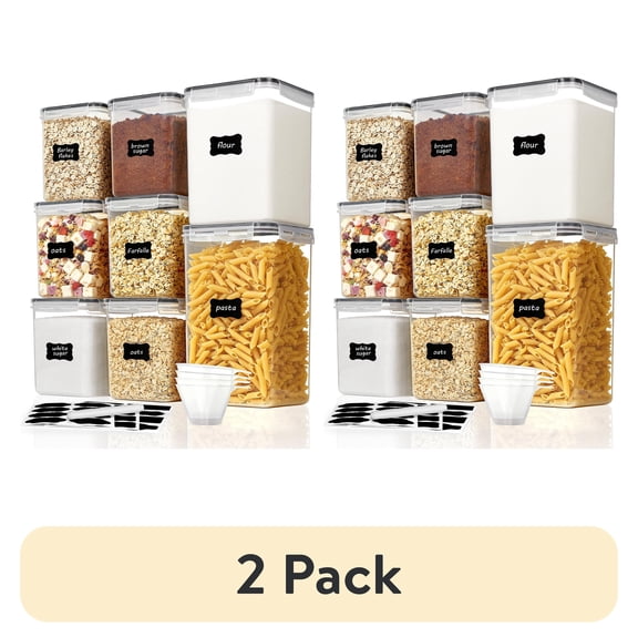(2 pack) Sindcom 8 pcs Large Airtight Food Storage Containers, Sindcom Flour Canisters, for Kitchen Organization