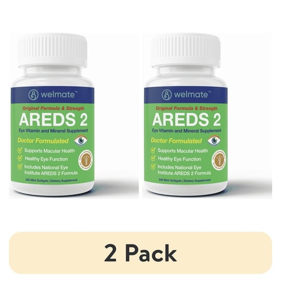(2 pack) WELMATE AREDS 2 Eye Vitamins, Lutein, Zeaxanthin, Vitamin C, Zinc, Vision Support, 240 Mini Softgels