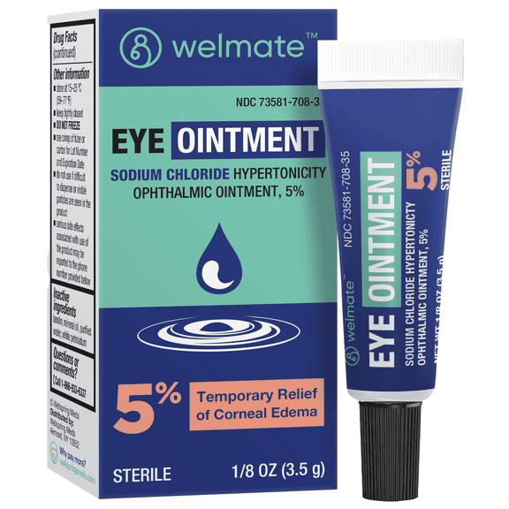 (2 pack) WELMATE Sodium Chloride Hypertonicity Ophthalmic Eye Ointment 5%, for Corneal Edema, 3.5 gm