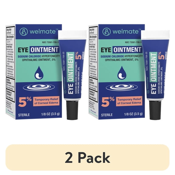 (2 pack) WELMATE Sodium Chloride Hypertonicity Ophthalmic Eye Ointment 5%, for Corneal Edema, 3.5 gm