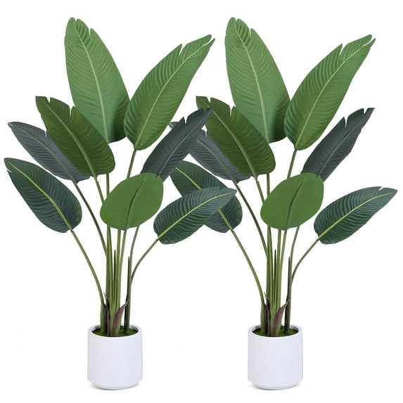 (2 pack) WFUN 4 Feet Artificial Plant Fake Tropical Palm Tree for Home Office Wedding Valenine Decor