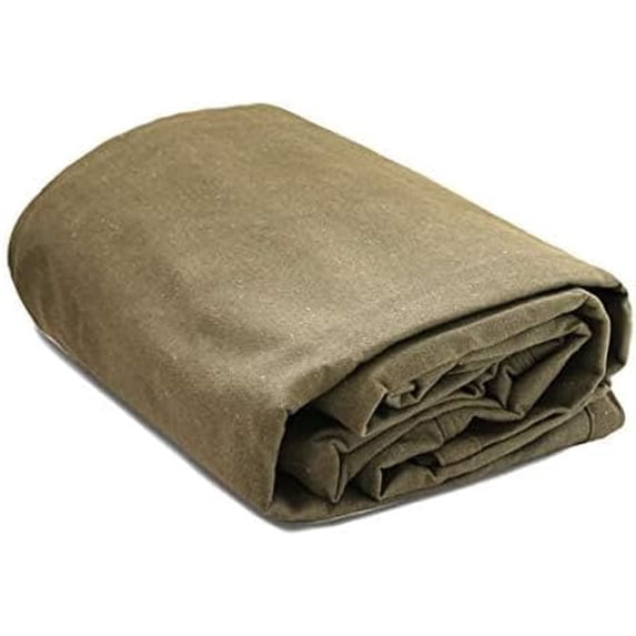 (2 pack) WHITEDUCK Canvas Tarp 18 oz. Heavy Duty Waterproof UV Resistant, Rustproof Grommets, Industrial & Commercial Use Cloth Tarps (Cut Size: 6x8, Finished Size: 5'6"x7'6", Olive Drab)