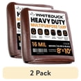 thumbnail image 1 of (2 pack) WHITEDUCK 8' x 10' Heavy Duty Tarp Cover Waterproof - 16 Mil Brown w/Grommets & Reinforced Edges, 1 of 10