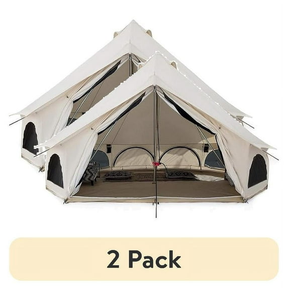 (2 pack) WHITEDUCK Avalon Canvas Bell Tent - Luxury All Season Tent for Camping & Glamping Made from Premium & Breathable 100% Cotton Canvas w/Stove Jack, Mesh (13' (4M), Water Repellent)