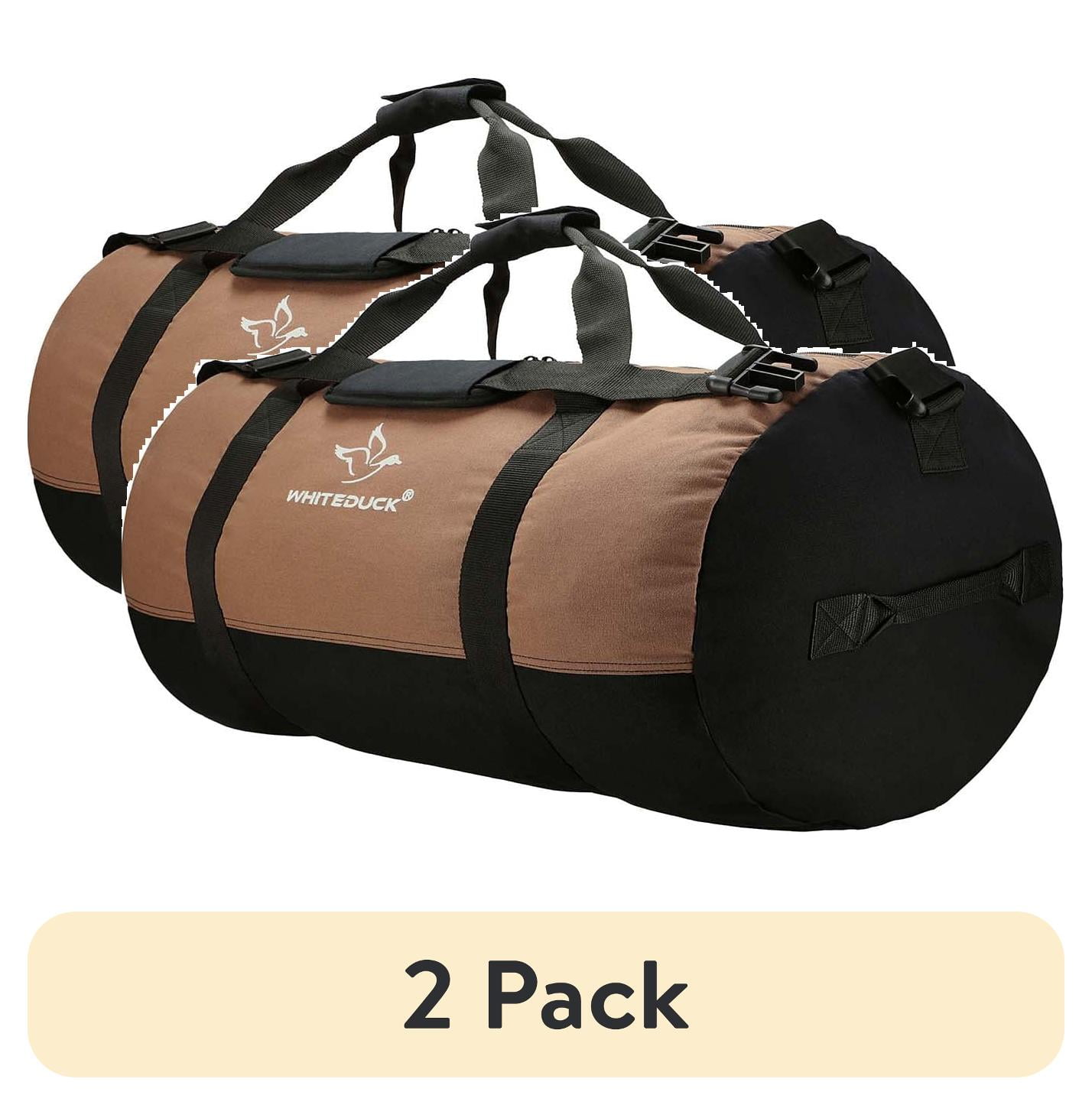 (2 pack) Extra Large Heavy Duty FILIOS Canvas Duffel Bag, All Purpose Tactical Canvas, Outdoor Duffel bag with full length Zipper For Outdoors, Travel, & Storage (Brown & Black, Extra Large 48 x 20")