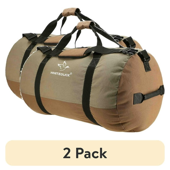 (2 pack) WHITEDUCK FILIOS Canvas Duffle Bag Waterproof 48"x20" (Brown & Olive) Travel/Sports/Weekender Bag