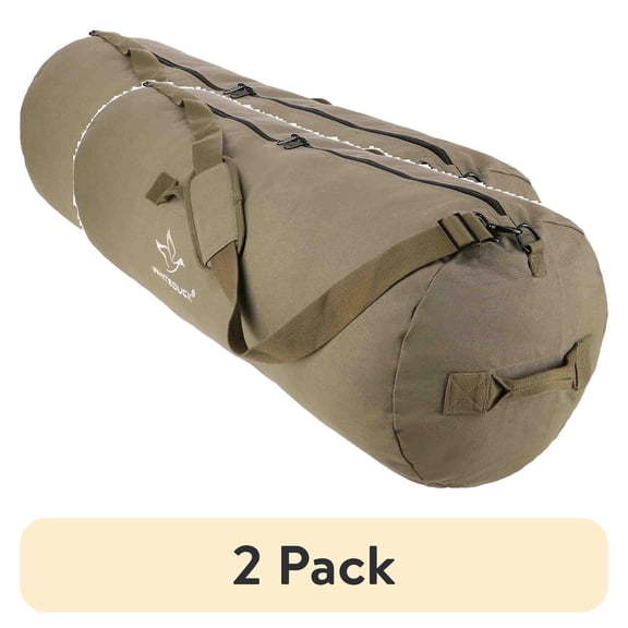 (2 pack) WHITEDUCK HOPLITE Heavy Duty Military Canvas Duffel Bag, Military & Army Cargo Style, Foldable Tactical Outdoor Bag Duffle bag- Outdoors, Travel, Storage (Olive, X-Large 30" x 50")