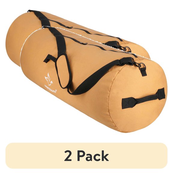 (2 pack) WHITEDUCK HOPLITE Heavy Duty Military Canvas Duffel Bag, Military & Army Cargo Style, Foldable Tactical Outdoor Bag Duffle bag- Outdoors, Travel, Storage (Tan, Large 25" x 42")
