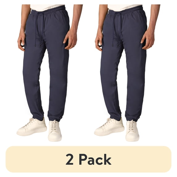 (2 pack) WHITEDUCK Sweatpants for Men - Relaxed Fit Cotton Drawstring Cargo Joggers for Men with Pockets for Workout Running Training (XXLarge- Navy)