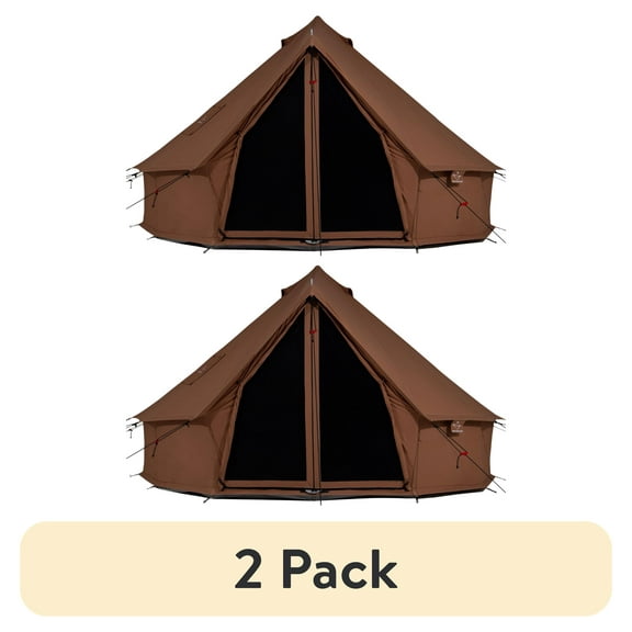 (2 pack) WHITEDUCK Regatta Canvas Bell Tent - w/StoveJack, Waterproof, 4 Season Luxury Camping and Glamping Yurt Tent Outdoor (20' (6M), Water Repellent, Desert Red)