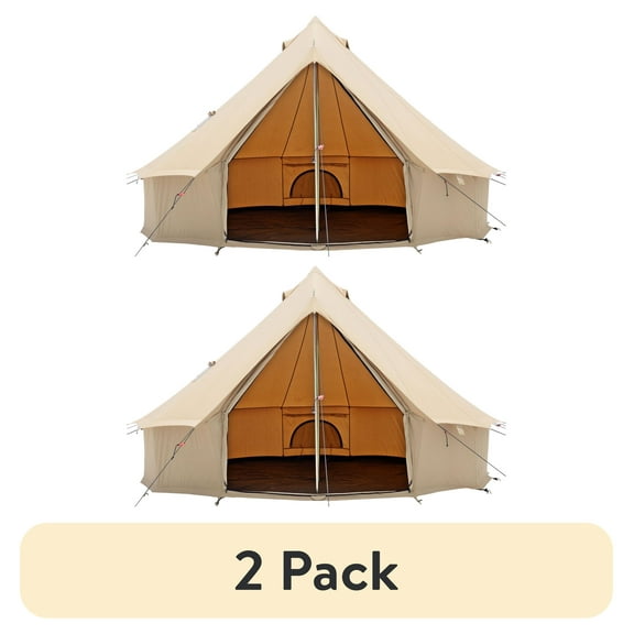 (2 pack) White Duck Outdoors Regatta Canvas Bell Tent w/Stove Jack, Sandstone Beige, 13', Water Repellent 4-Season Camp, Maximum Occupancy 6 People