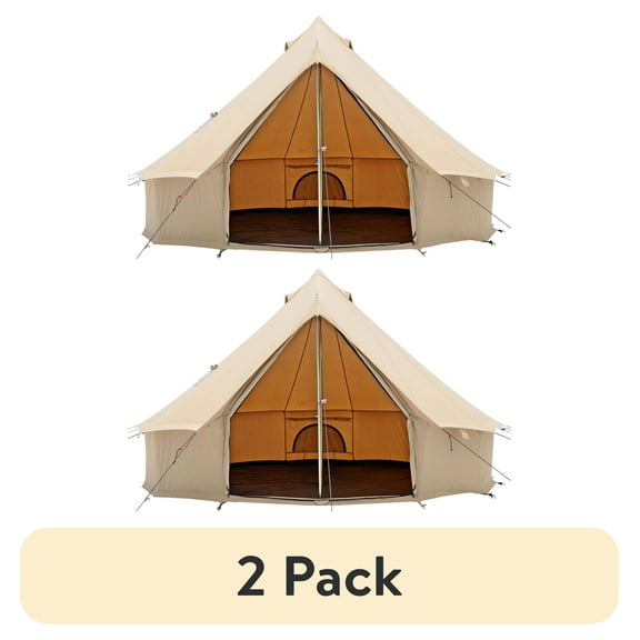 (2 pack) WHITEDUCK Regatta Canvas Bell Tent - w/StoveJack, Waterproof, 4 Season Luxury Camping and Glamping Yurt Tent Outdoor (20' (6M), Water Repellent, Sandstone Beige)