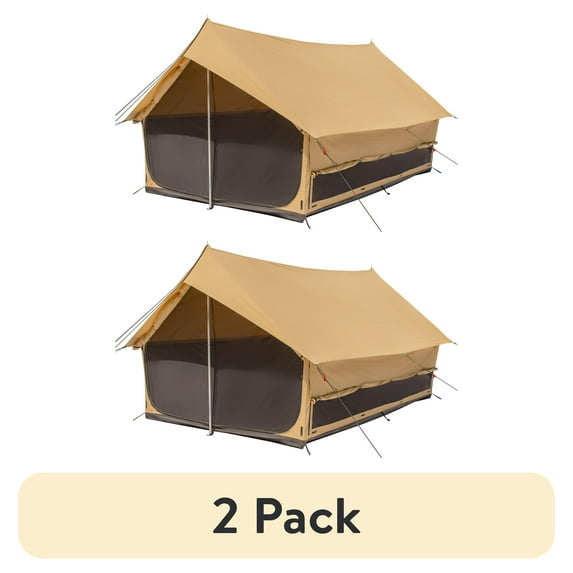 (2 pack) WHITEDUCK Rover Canvas Scout Tent, Waterproof, 4 Season Luxury Outdoor Camping and Glamping Yurt Tent (With Stove Jack, Sandstone Beige (Water Repellent), 8' x 13')