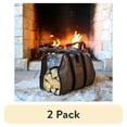 thumbnail image 1 of (2 pack) WHITEDUCK TUFF Large Firewood Carrier 21 Oz. Heavy Duty Waxed Canvas Log Carrier Holder for Fireplace, Carrying Wood Indoor & Outdoor (Brown, Diamond Shape (38" x 18")), 1 of 11