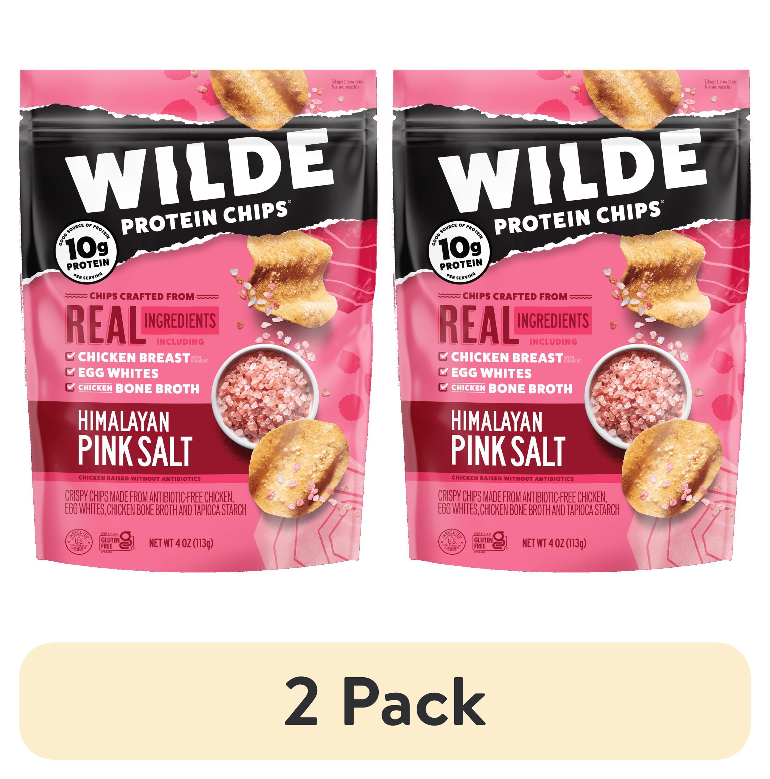 (2 pack) WILDE Protein Chips Himalayan Pink Salt, Thin Crispy High Protein, Keto Low Carb Snack, 4.0 Oz