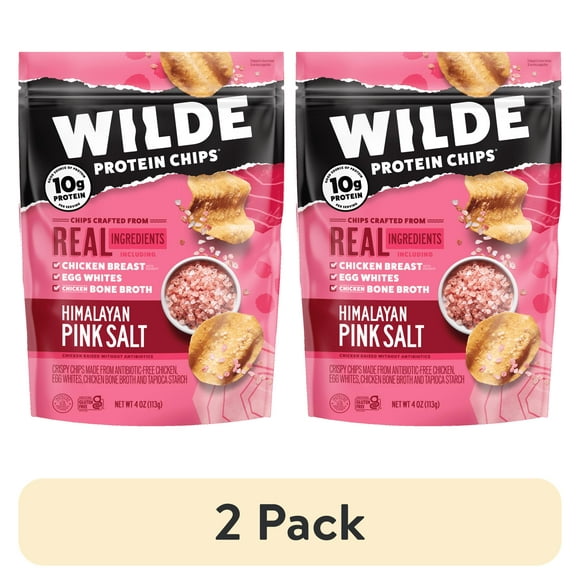(2 pack) WILDE Protein Chips Himalayan Pink Salt, Thin Crispy High Protein, Keto Low Carb Snack, 4.0 Oz